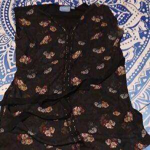 Floral Black Sleeveless Top